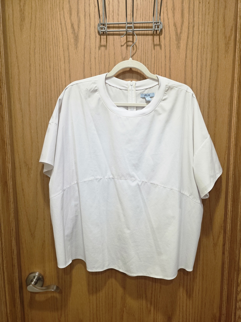 FLX White Boxy Short Sleeve Woven Crewneck Top